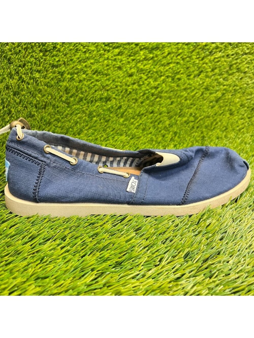 Toms Alpargata Mens Size 7 Navy Blue Casual Classic Comfort Slip On Boat Shoes